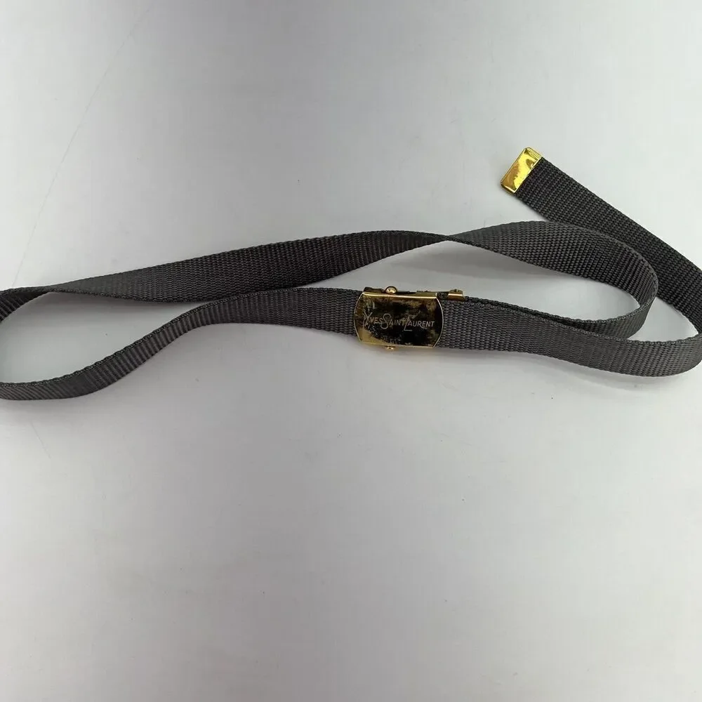 Yves Saint Laurent Gray Fabric Adjustable Belt